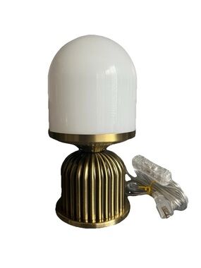 Brass Fluted Frosted Glass Table Lamp Tested Works Hearth & Hand Magnolia Home